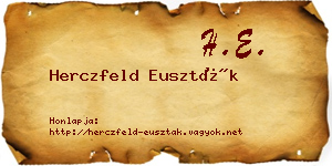 Herczfeld Euszták névjegykártya